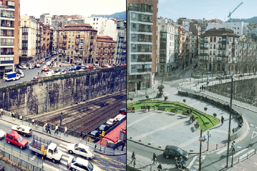 Comparación en fotos del antes y el después en el barrio de San Francisco.